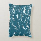 Onderdruk Blauw Shark Patroon Accent Kussen (Achterkant (Verticaal))