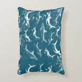 Onderdruk Blauw Shark Patroon Accent Kussen (Voorkant(Verticaal))