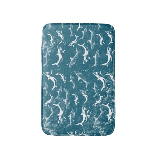 Onderdruk Blauw Shark Patroon Badmat (Voorkant Verticaal)