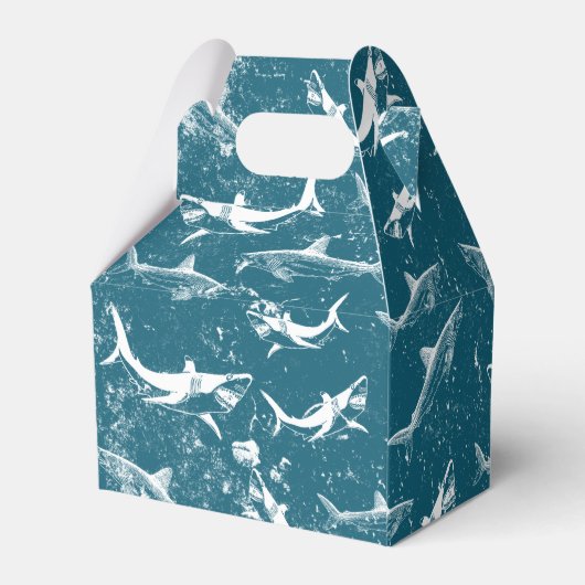 Onderdruk Blauw Shark Patroon Bedankdoosjes (Achterkant)