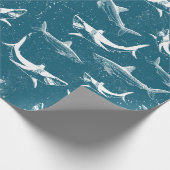 Onderdruk Blauw Shark Patroon Cadeaupapier (Hoek)