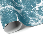 Onderdruk Blauw Shark Patroon Cadeaupapier (Rol Hoek)
