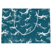 Onderdruk Blauw Shark Patroon Groot Cadeauzakje (Voorkant)