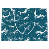 Onderdruk Blauw Shark Patroon Groot Cadeauzakje (Achterkant)