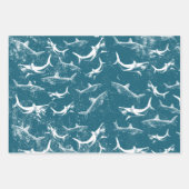Onderdruk Blauw Shark Patroon Inpakpapier Vel (Voorkant)