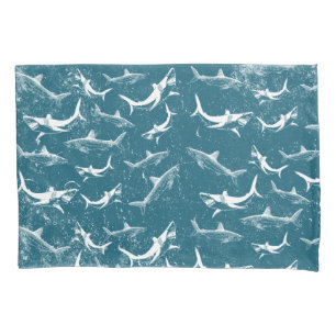 Onderdruk Blauw Shark Patroon Kussensloop