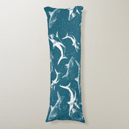 Onderdruk Blauw Shark Patroon Lichaamskussen (Voorkant Verticaal)