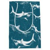 Onderdruk Blauw Shark Patroon Medium Cadeauzakje (Voorkant)