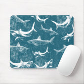 Onderdruk Blauw Shark Patroon Muismat (Met muis)