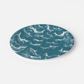 Onderdruk Blauw Shark Patroon Papieren Bordje (Gekanteld)