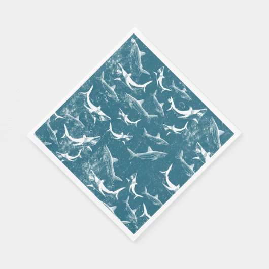 Onderdruk Blauw Shark Patroon Servet (Hoek)