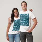 Onderdruk Blauw Shark Patroon T-shirt (Unisex)