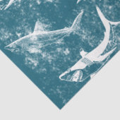Onderdruk Blauw Shark Patroon Tissuepapier (Detail)