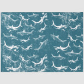 Onderdruk Blauw Shark Patroon Tissuepapier (Voorkant)