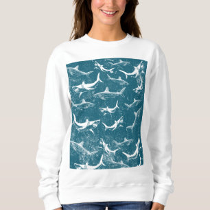 Onderdruk Blauw Shark Patroon Trui