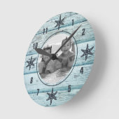 Onderdruk Blauwe Beach Hood Starfish Foto Ronde Klok (Hoek)