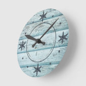 Onderdruk Blauwe Beach Hood Starfish Foto Ronde Klok (Hoek)