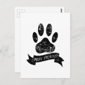 Onderdruk-dog-poot met lint briefkaart (Voorkant / Achterkant)