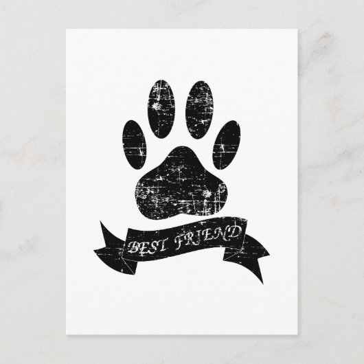 Onderdruk-dog-poot met lint briefkaart (Voorkant)