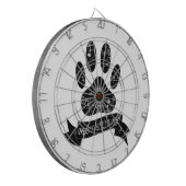 Onderdruk-dog-poot met lint dartbord (Voorkant Links)