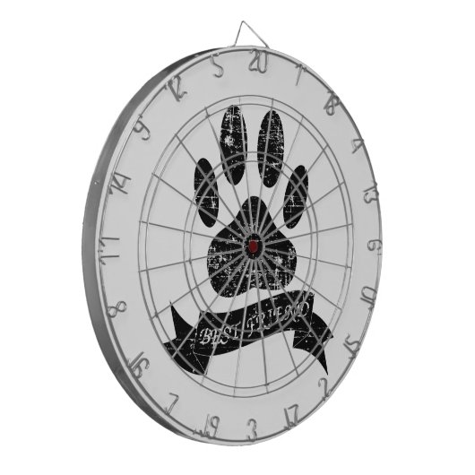 Onderdruk-dog-poot met lint dartbord (Voorkant Links)