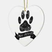 Onderdruk-dog-poot met lint keramisch ornament (Links)