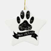 Onderdruk-dog-poot met lint keramisch ornament (Voorkant)