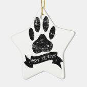 Onderdruk-dog-poot met lint keramisch ornament (Links)