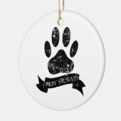 Onderdruk-dog-poot met lint keramisch ornament (Links)