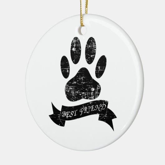 Onderdruk-dog-poot met lint keramisch ornament (Links)