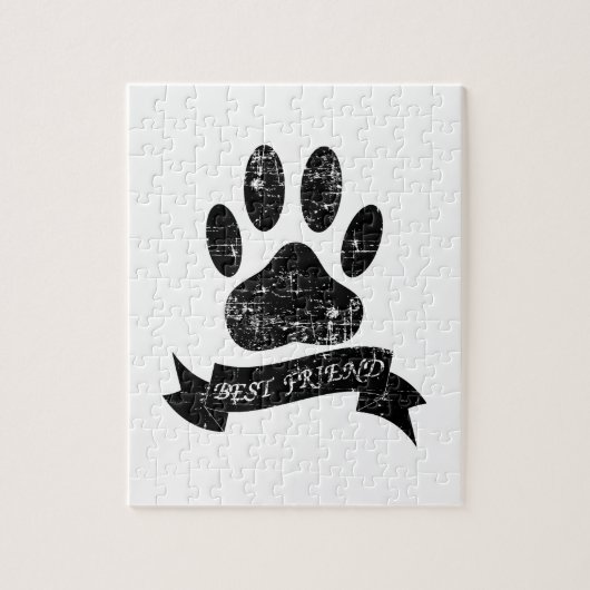 Onderdruk-dog-poot met lint legpuzzel (Verticaal)