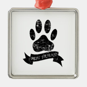 Onderdruk-dog-poot met lint metalen ornament