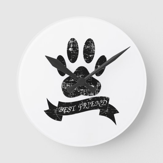 Onderdruk-dog-poot met lint ronde klok (Voorkant)