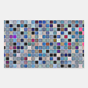 Onderdruk Funky Blue 'Bathroom Tiles'-patroon Rechthoekige Sticker