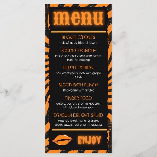 Onderdruk Halloween Menu (Achterkant)
