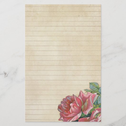 Onderdruk met roze Rose Briefpapier (Voorkant)