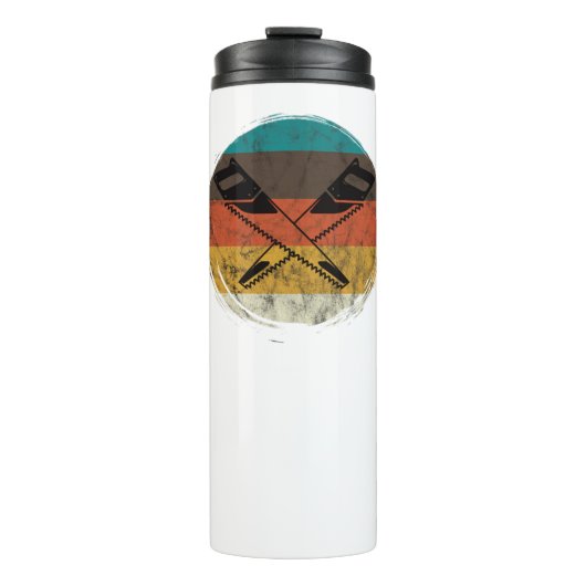 Onderdruk Retro Chainzaag Lumberjack Thermosbeker (Voorkant)