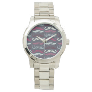 Onderdruk Retro Mustache Afdrukken Horloge