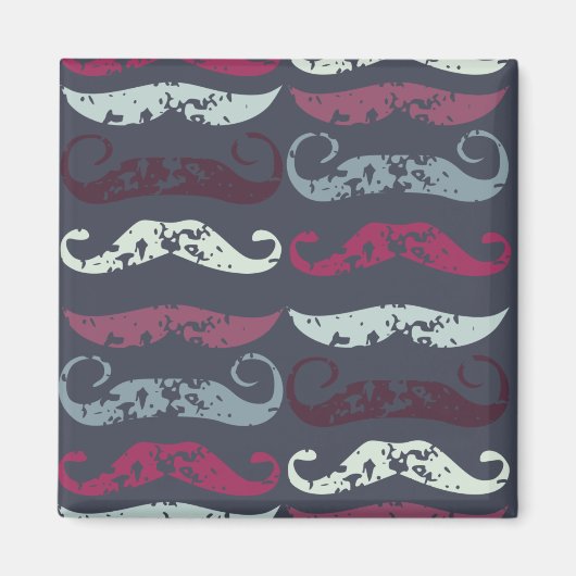 Onderdruk Retro Mustache Afdrukken Magneet (Voorkant)
