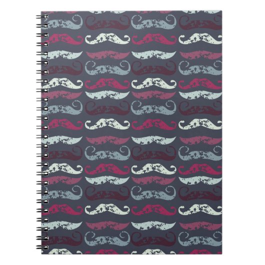 Onderdruk Retro Mustache Afdrukken Notitieboek (Voorkant)