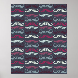 Onderdruk Retro Mustache Afdrukken Poster
