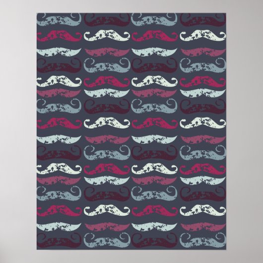 Onderdruk Retro Mustache Afdrukken Poster (Voorkant)