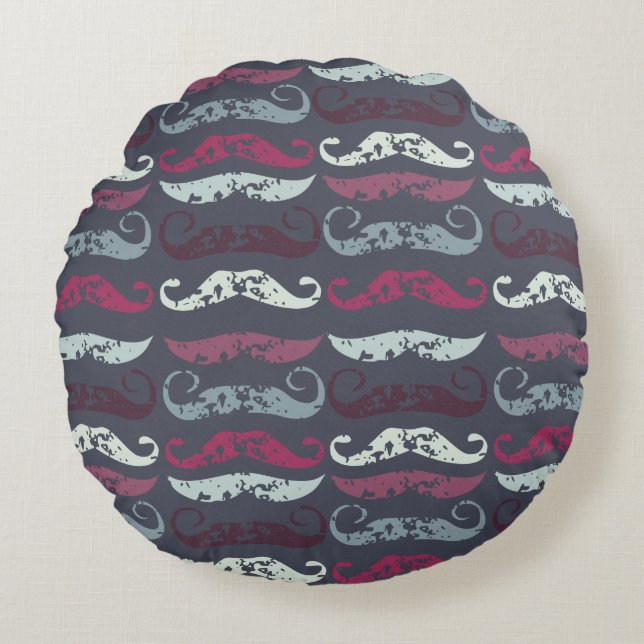 Onderdruk Retro Mustache Afdrukken Rond Kussen (Voorkant)