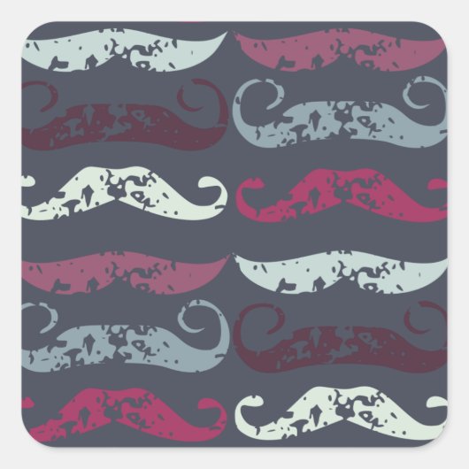 Onderdruk Retro Mustache Afdrukken Vierkante Sticker (Voorkant)
