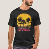 Onderdruk Retro Sunset Exotic Beach w Palm Trees T-shirt (Voorkant)