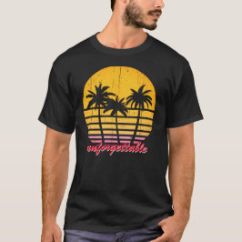 Onderdruk Retro Sunset Exotic Beach w Palm Trees T-shirt