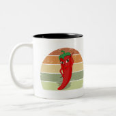 Onderdruk Retro Sunset Hot Pepper Diva-tekening Tweekleurige Koffiemok (Links)