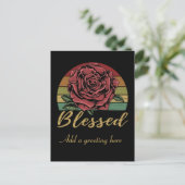 Onderdruk Retro Sunset Red Rose Blessed Briefkaart (Staand voorkant)