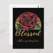 Onderdruk Retro Sunset Red Rose Blessed Briefkaart (Voorkant / Achterkant)