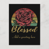 Onderdruk Retro Sunset Red Rose Blessed Briefkaart (Voorkant)